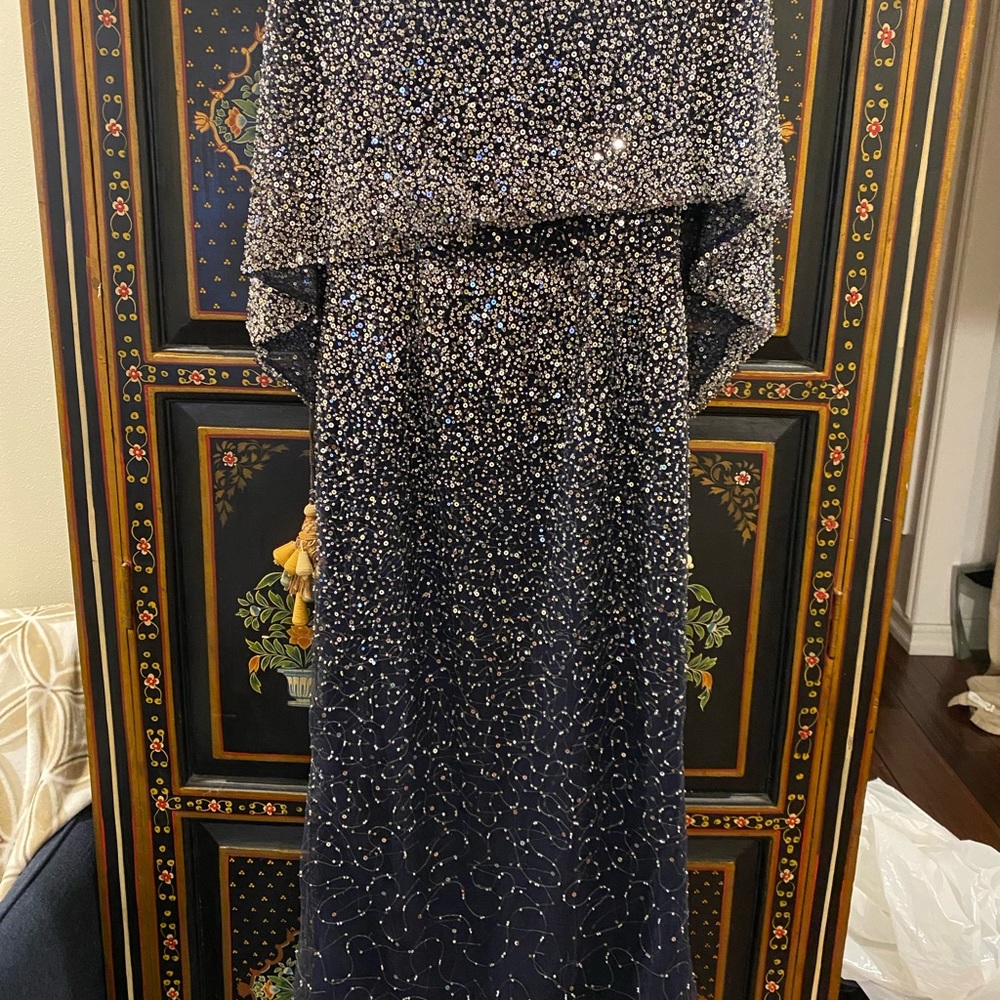 Rickie Freeman for Teri Jon Black and Silver Gown - Picture 3 of 10